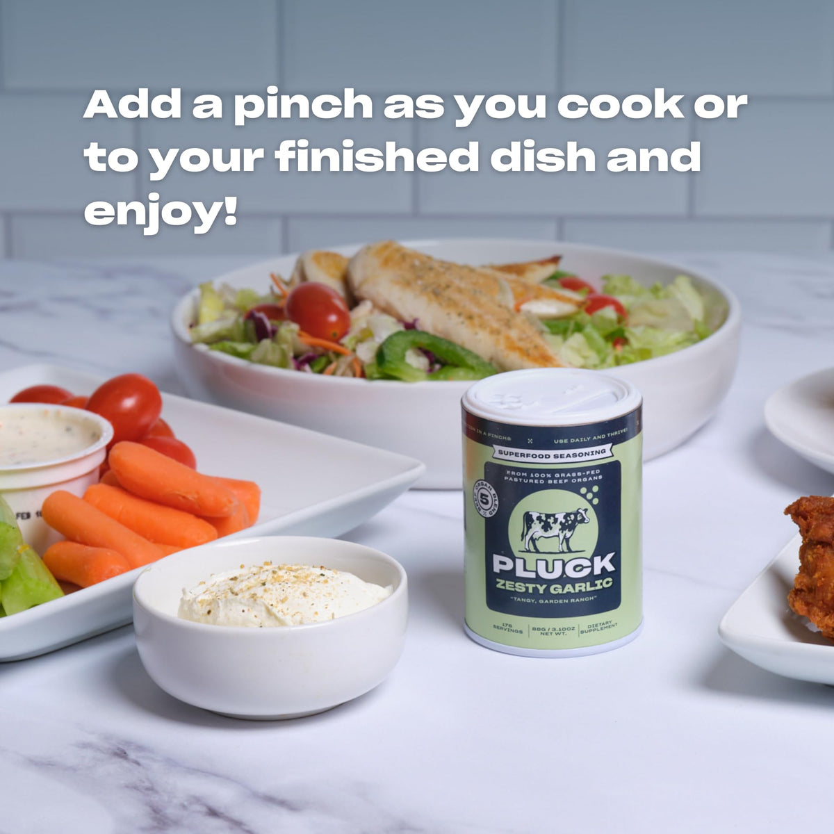 PLUCK Zesty Garlic over eggs adds savory flavor and protein-friendly boost