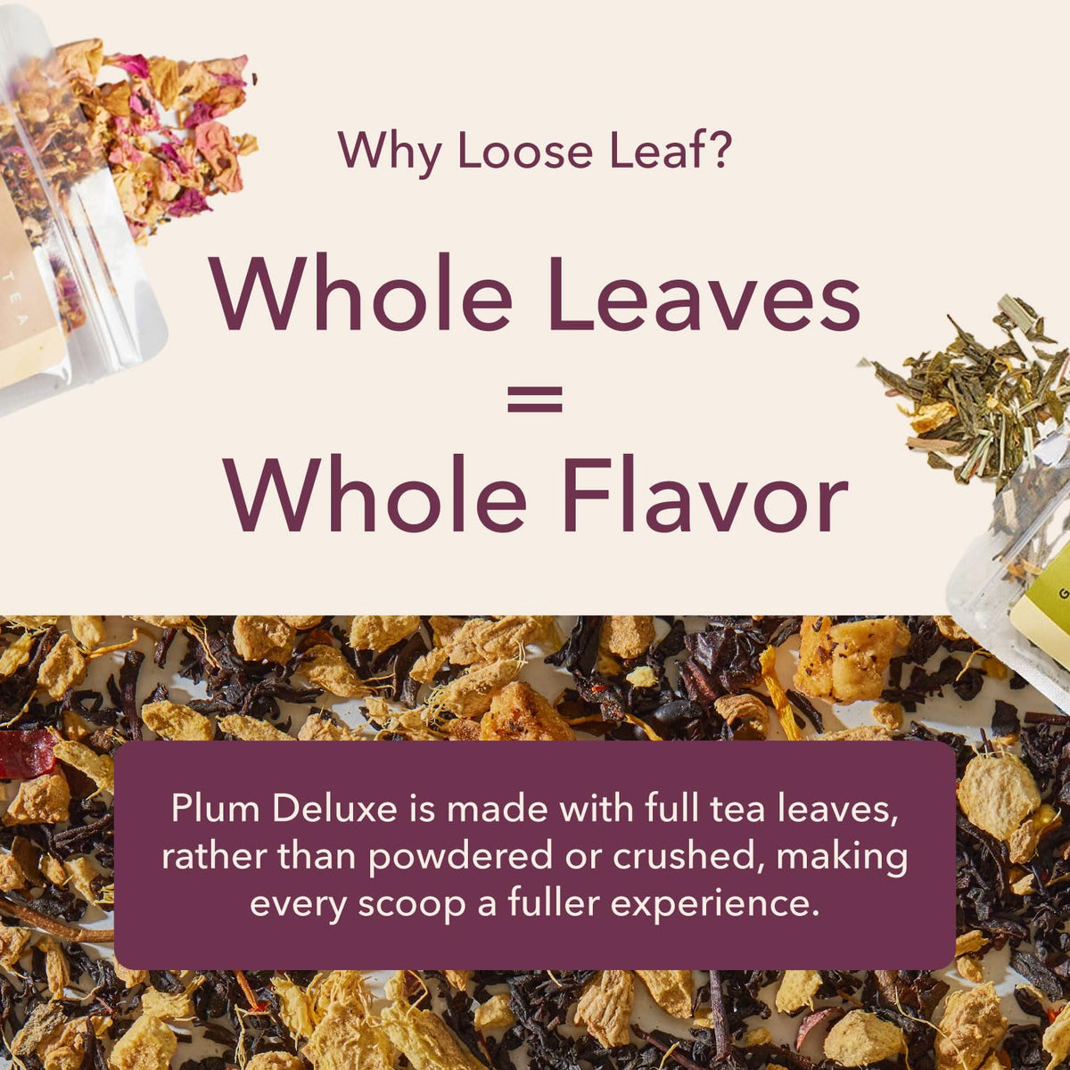 Green Citrus Mint tea from Plum Deluxe offering refreshing brightness.
