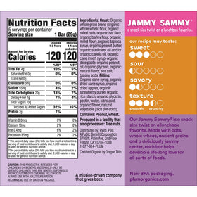 On-the-go pouch featuring Jammy Sammy bars by Plum Organics.
