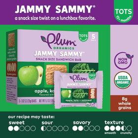 Plum Organics Jammy Sammy whole-wheat base supports steady energy during play.