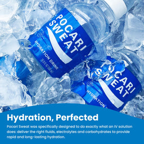 Athlete holding Pocari Sweat during a run illustrating active lifestyle hydration.