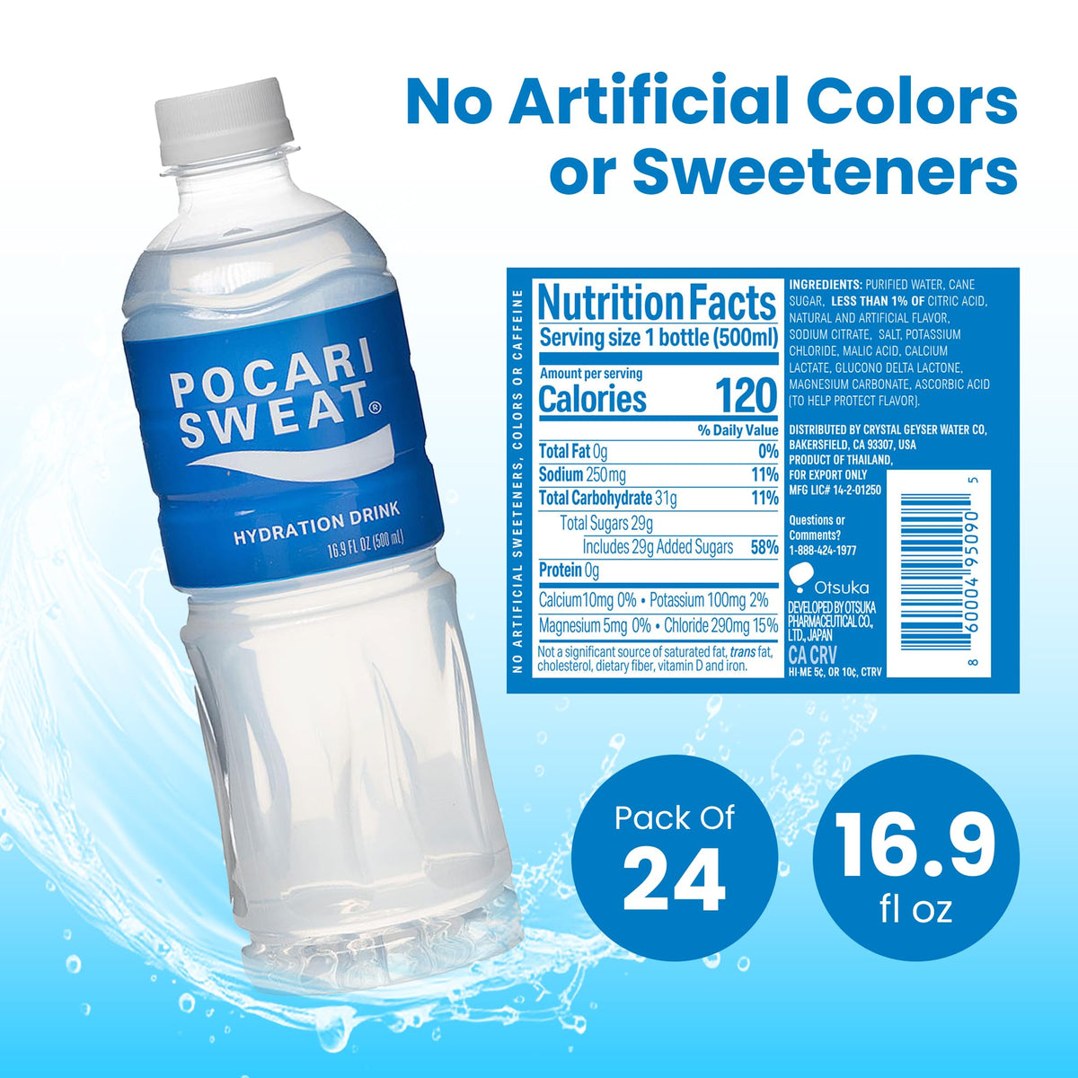 Pocari Sweat bottle pouring to illustrate quick hydration after exercise.