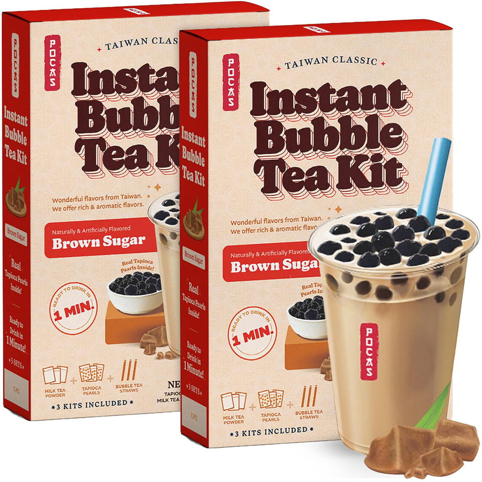 Pocas bubble tea kit brown sugar powder for quick at-home drinks