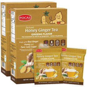 Pocas Honey Ginger instant tea powder 2-pack ready to mix for a cozy cup