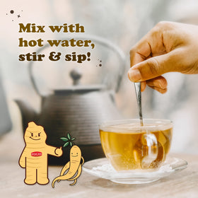 Hot water poured over Pocas tea crystals in a cup