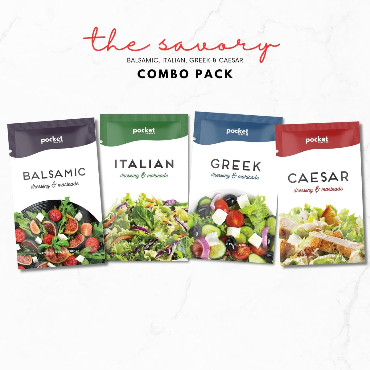 Pocket Flavors on-the-go dressing packaging stays fresh for portable meals