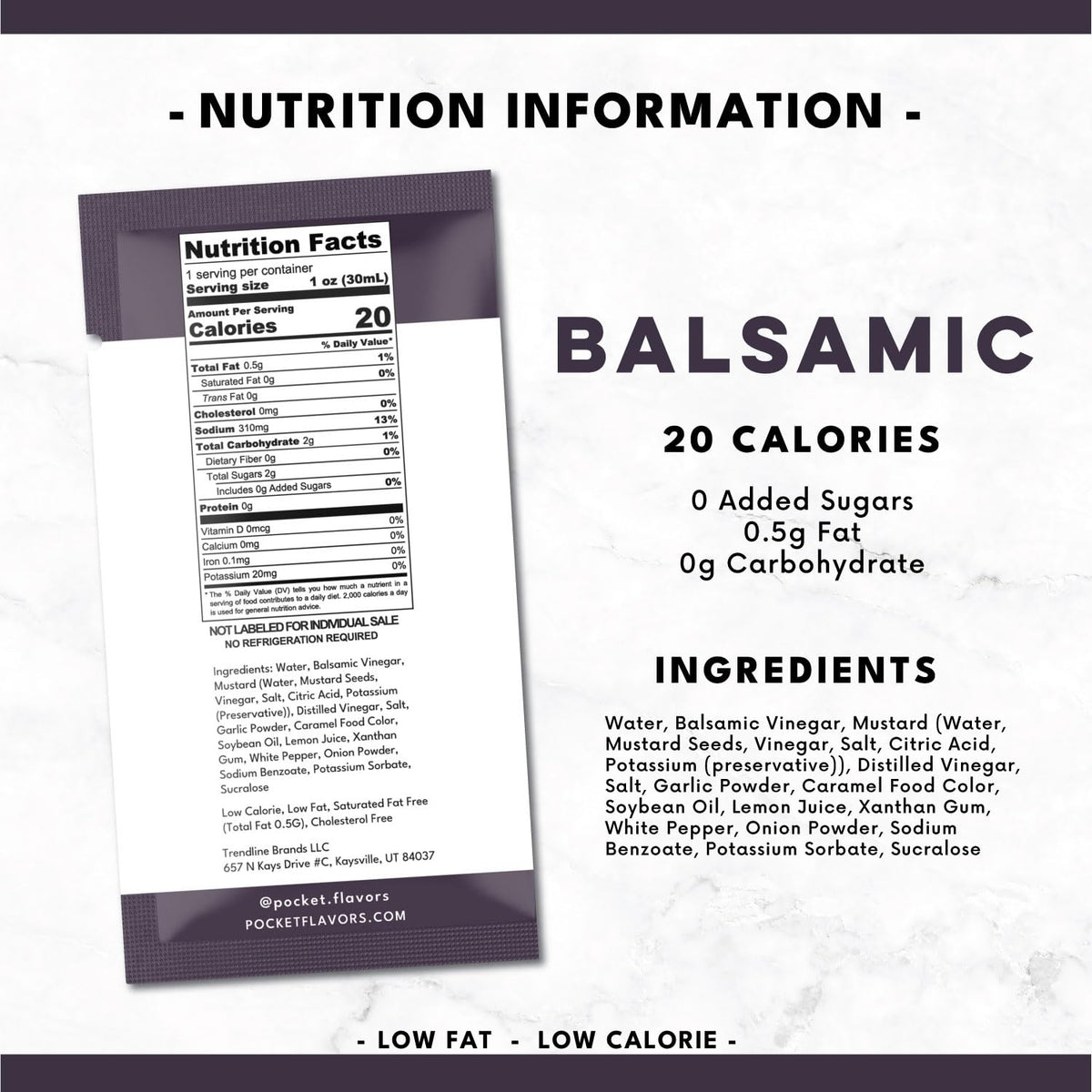 Pocket Flavors ready-to-serve 1 oz dressing portion ideal for lunches.