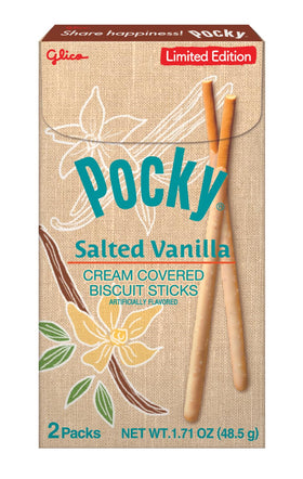 Pocky Salted Vanilla pack showing convenient 5-pack for on-the-go snacking
