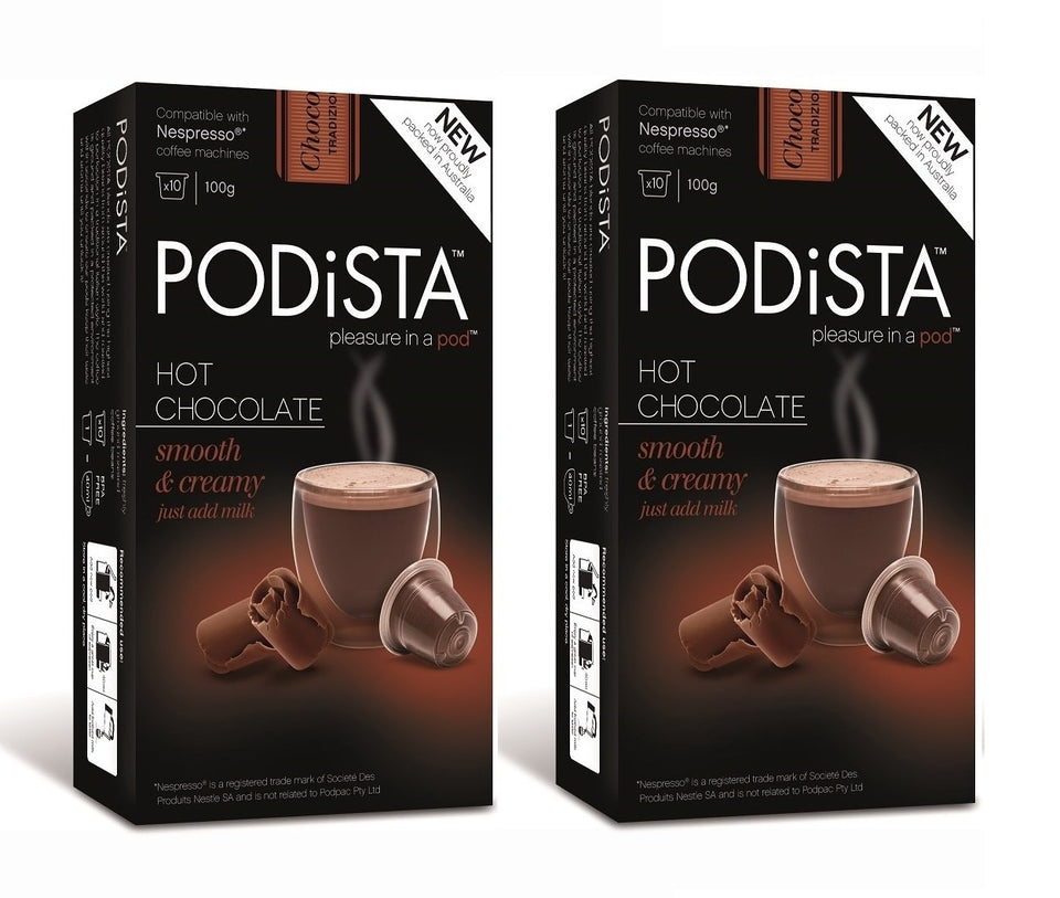Podista Smooth and Creamy hot chocolate pods packaging for easy gifting
