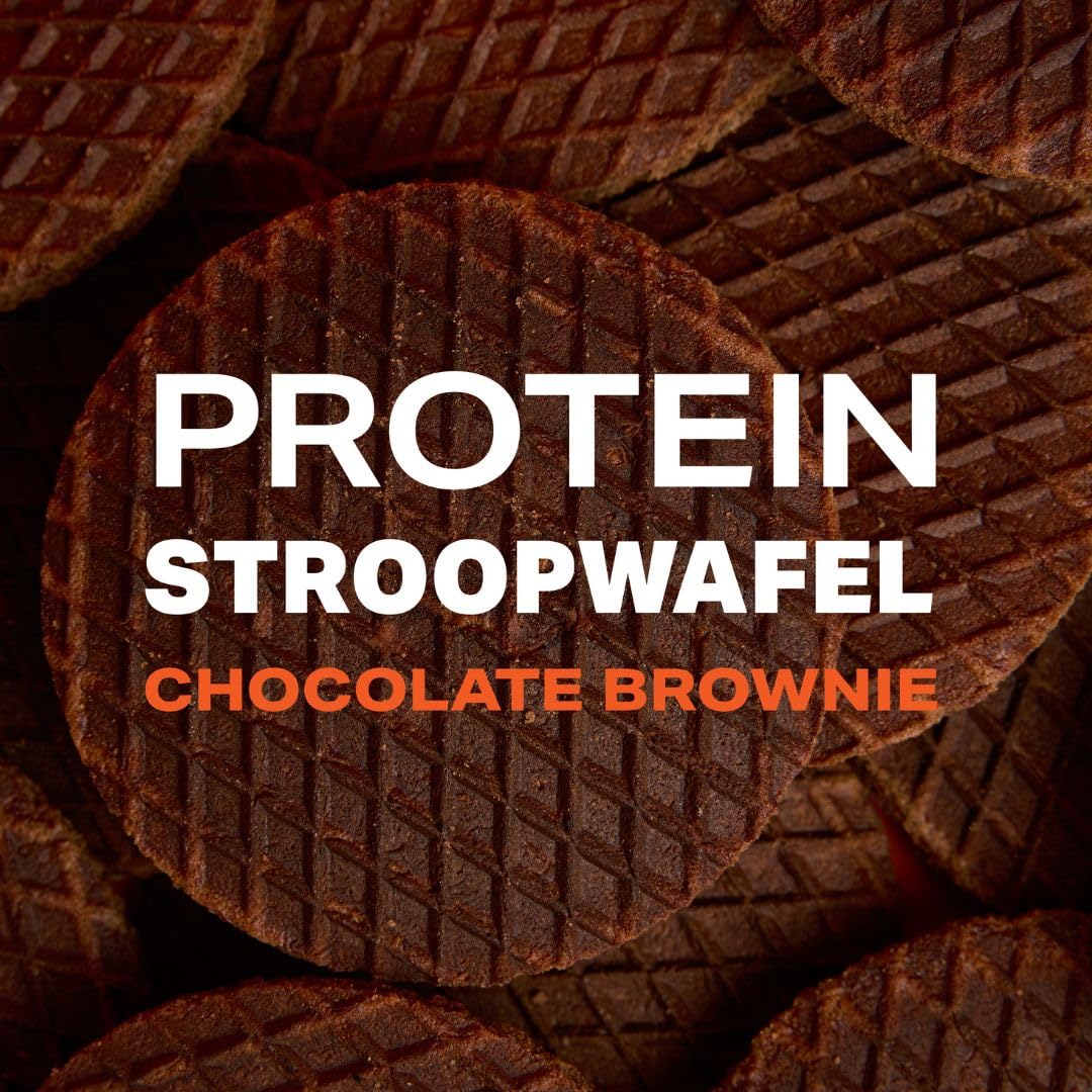 Podium Protein Stroopwafel chocolate brownie in wrapper ready for quick pre or post workout