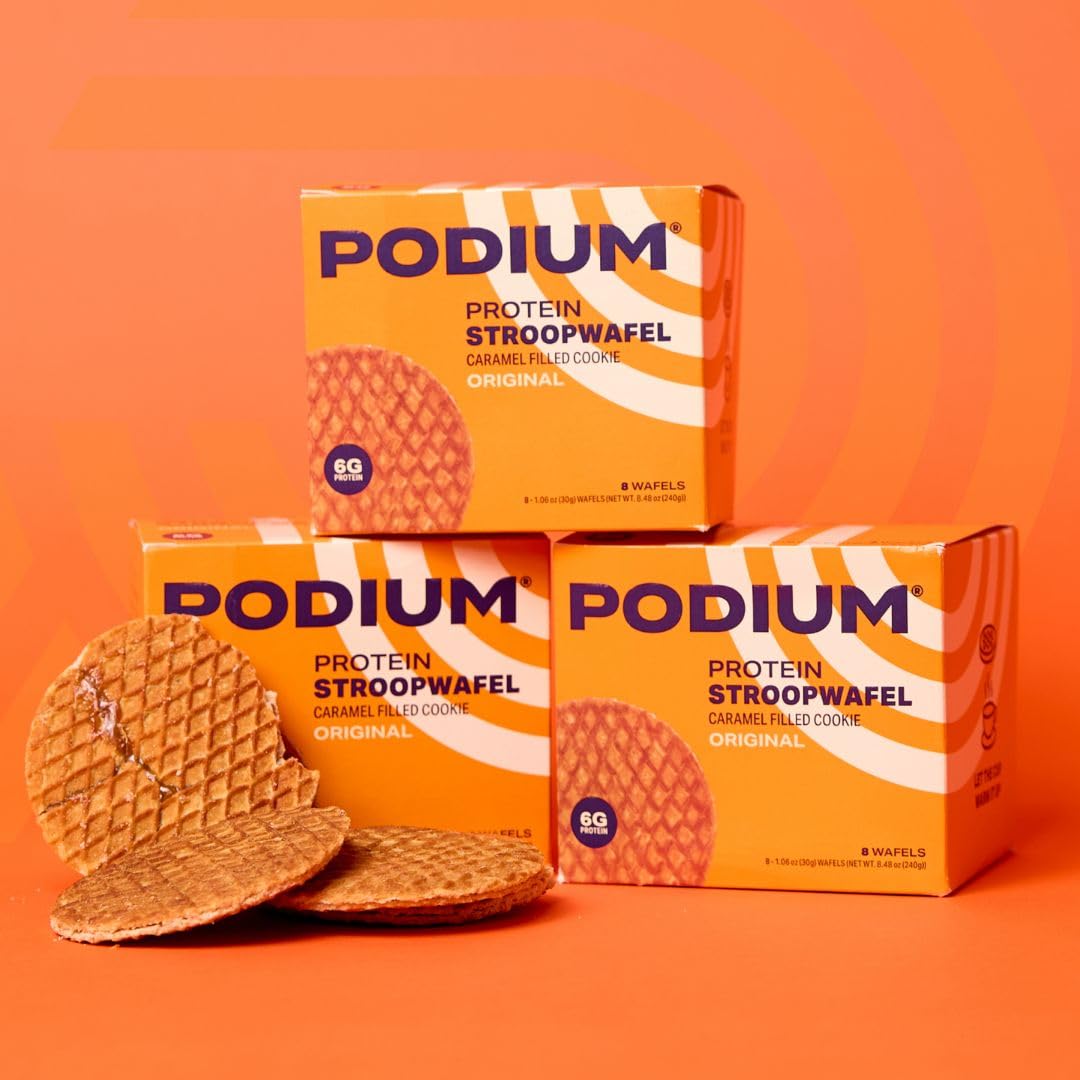 Podium Protein Stroopwafel cookie inside reveals a chewy caramel center for satisfaction.