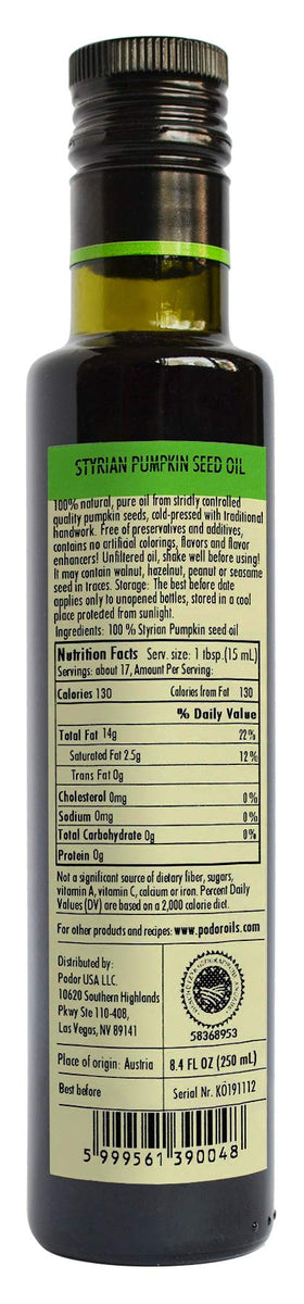 PÖDÖR Styrian pumpkin seed oil pour captures nutty aroma for salads.