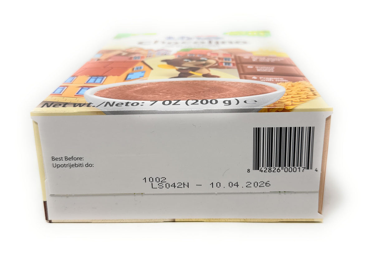 Pouring milk over Lino Chocolino, a ready-to-eat morning treat.
