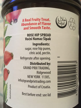 Podravka Rose Hip Jam spread on toast, adding bright flavor to morning meals.