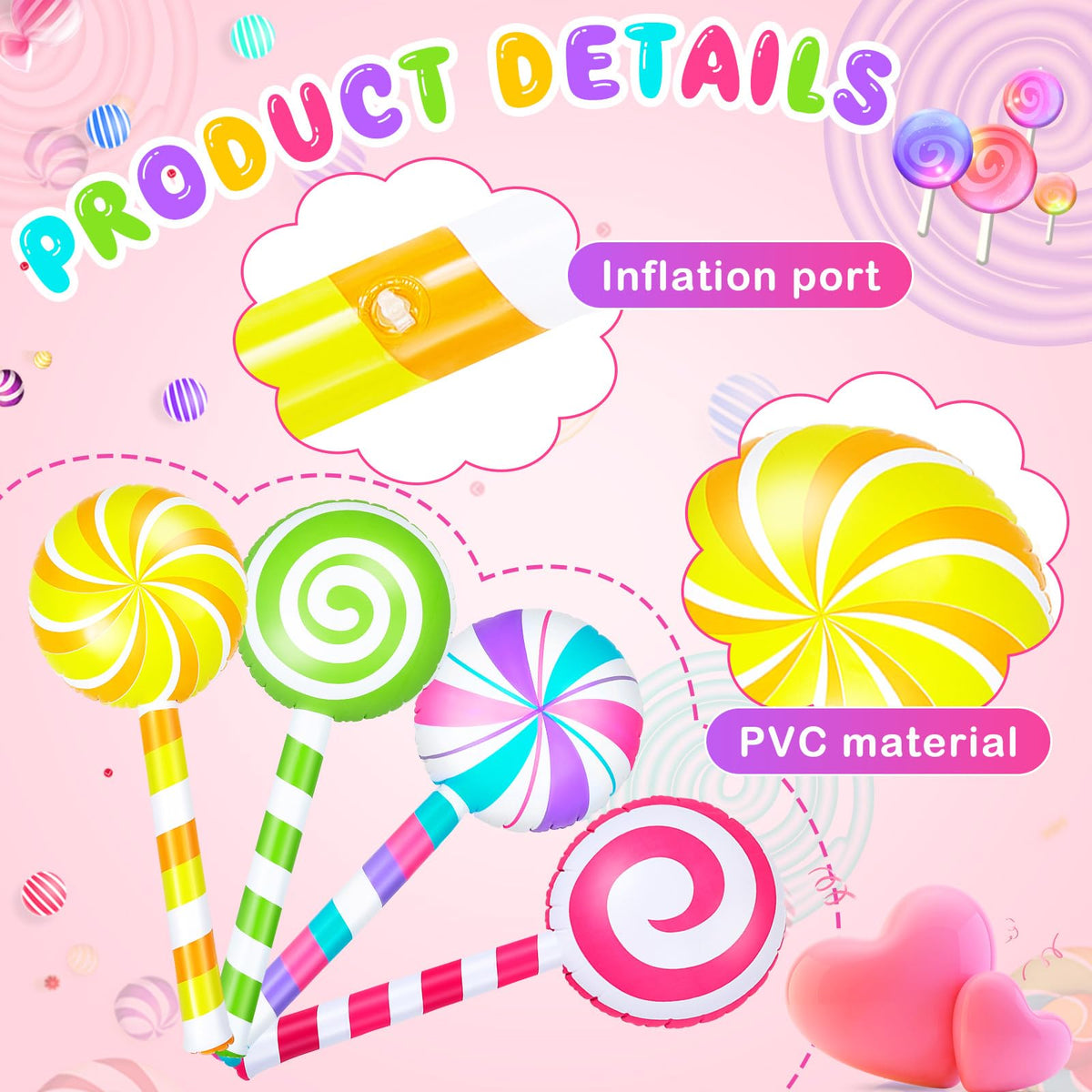 Poen yellow inflatable lollipop adds sunny, festive accents to events.