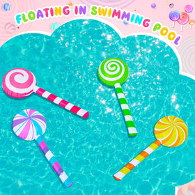 Poen inflatable candy props suitable for pool parties and festive occasions.