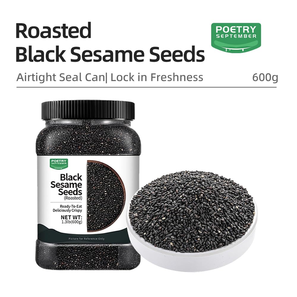 PoetrySeptember roasted black sesame seeds in a convenient handful.