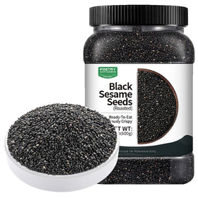 PoetrySeptember roasted black sesame seeds in a can, crisp and ready-to-eat for snacking.