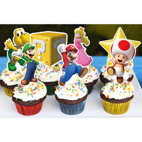 Poewodgs Mariios toppers provide quick decorative accents for cupcakes.