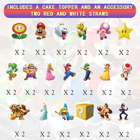 Poewodgs Mariios toppers with assorted designs for effortless cake decorating.