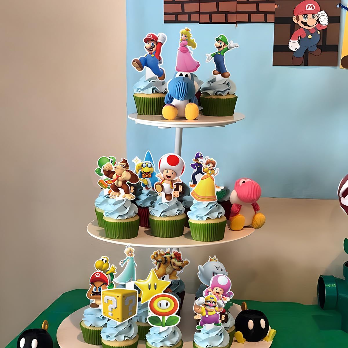 Poewodgs Mariios toppers ideal for themed party desserts.