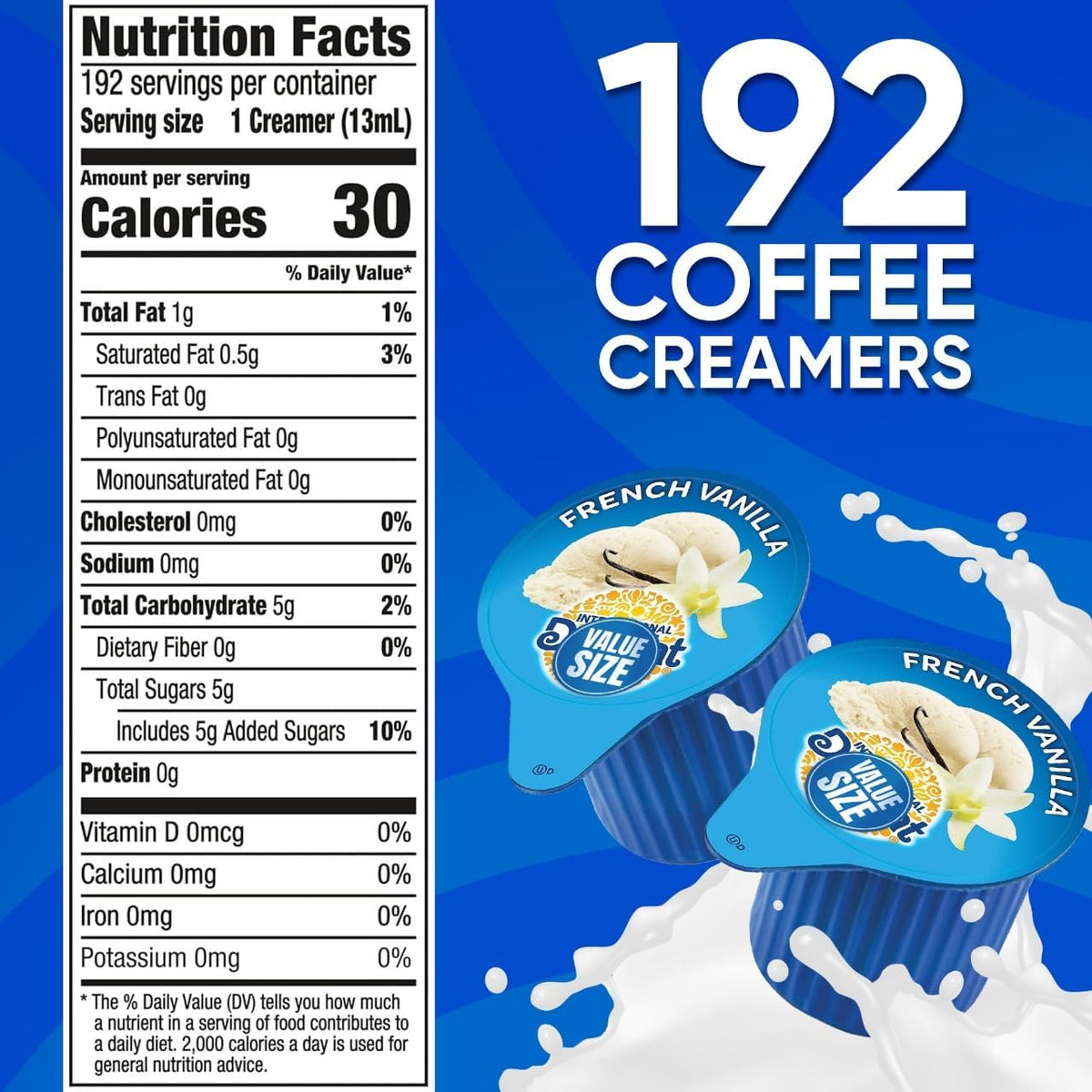POGALIGHT 192-count French Vanilla creamer set for offices and break rooms.