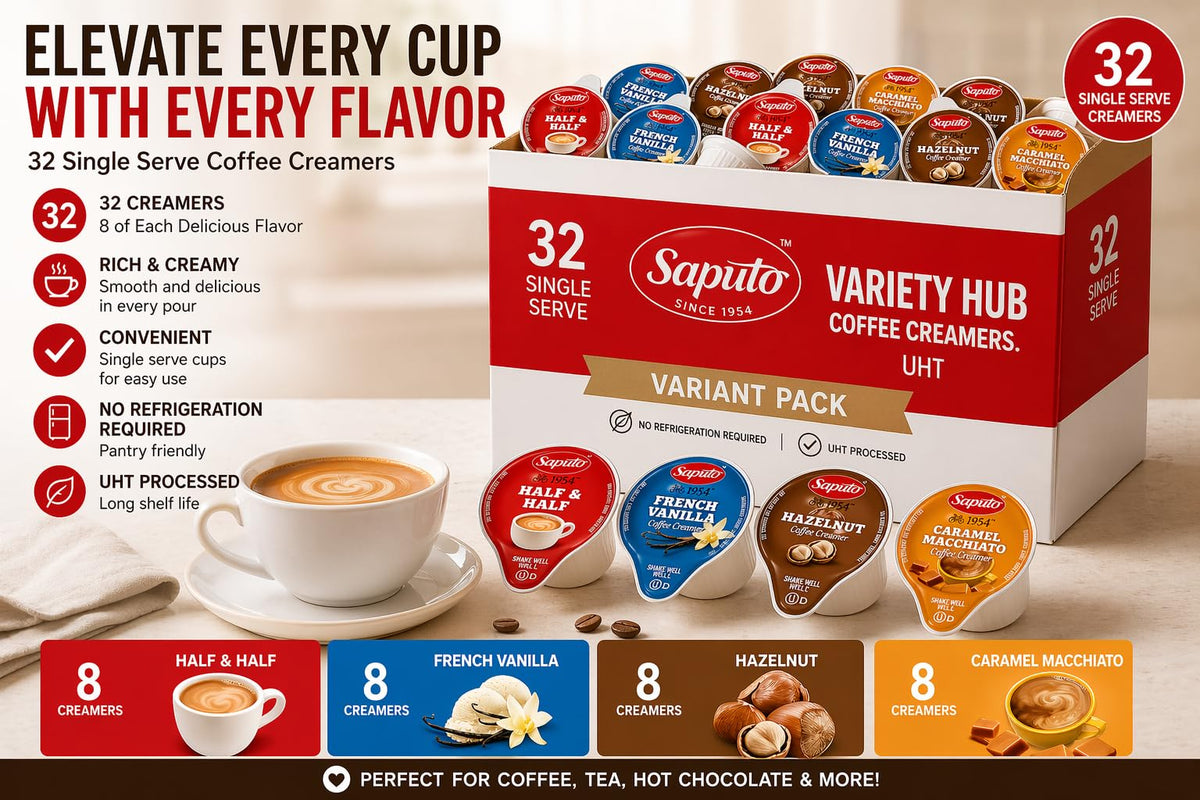 POGALIGHT caramel macchiato creamer single, smooth flavor for cafe-style coffee.