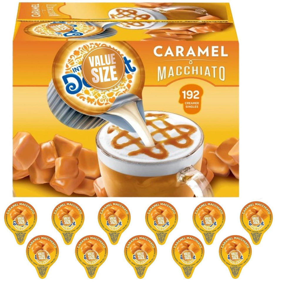 POGALIGHT Caramel Macchiato creamer single serving cup ready to elevate coffee.