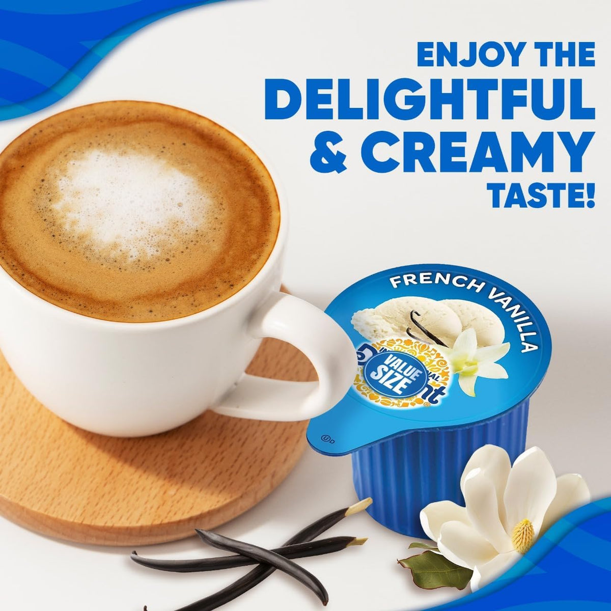 POGALIGHT dairy-free French Vanilla creamer single cup, perfect for lactose-free menus.