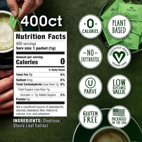 Pour-ready Dolce Vitta Stevia into mug for hot or cold drinks.