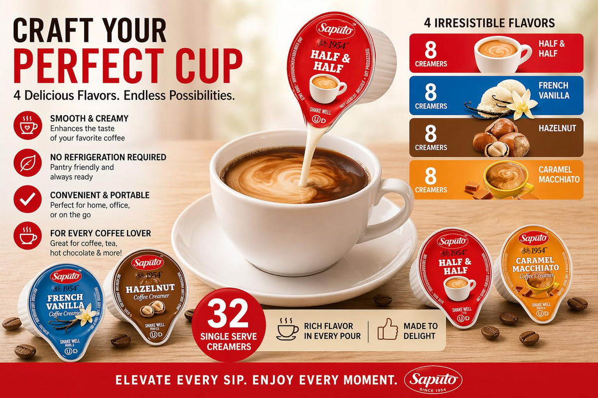 POGALIGHT half-and-half creamer single, rich dairy blend for balanced taste.