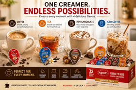 POGALIGHT hazelnut creamer single, warm nutty finish to brighten mornings.
