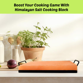 POHS salt block with metal holder shows easy transport from grill to table.