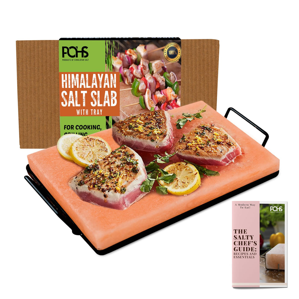 POHS Himalayan Salt Block on grill adds mineral-rich flavor to meals.