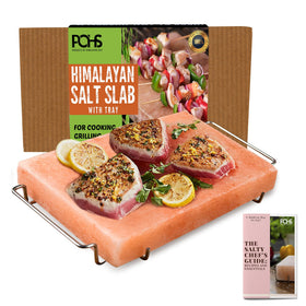 POHS Himalayan salt block plate for grilling and serving, adding mineral-rich flavor.