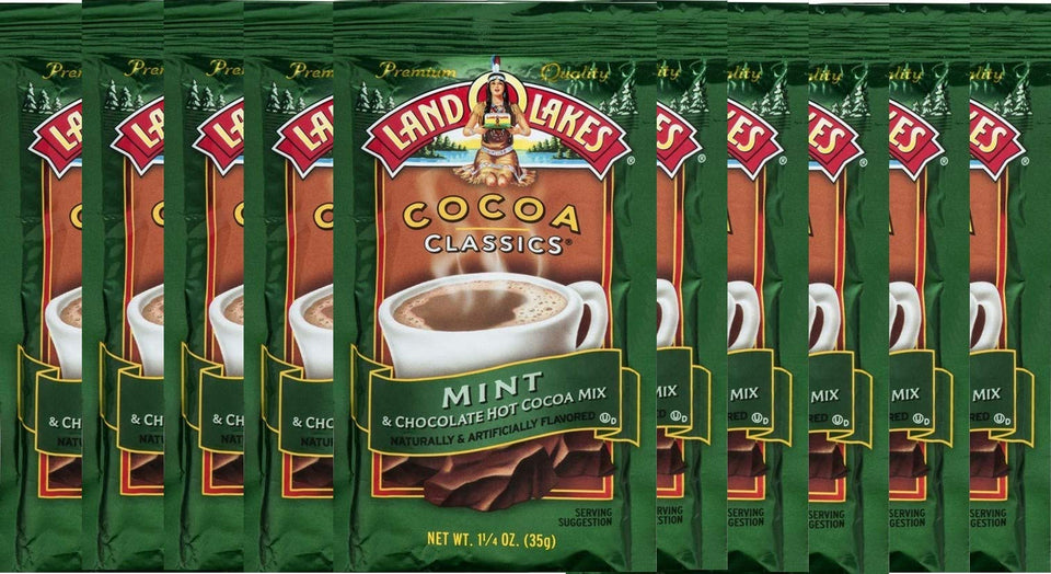 Poiget Land O Lakes mint hot cocoa pack, convenient single-serve sachets for quick preparation