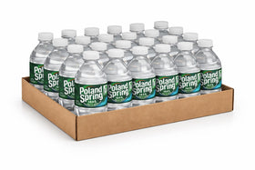 Poland Spring 8oz mini bottle being poured for a quick drink