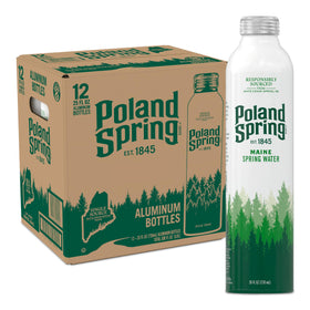 Poland Spring aluminum bottle delivering crisp taste on the go