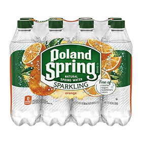 Poland Spring Sparkling Mandarin Orange bottle front shows crisp citrus flavor with zero calories.