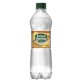 Poland Spring Sparkling Mandarin Orange bottle side highlights natural flavors and bubbles.