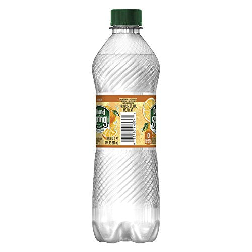 Poland Spring Sparkling Mandarin Orange bubbles close-up emphasizes refreshing carbonation for anytime.
