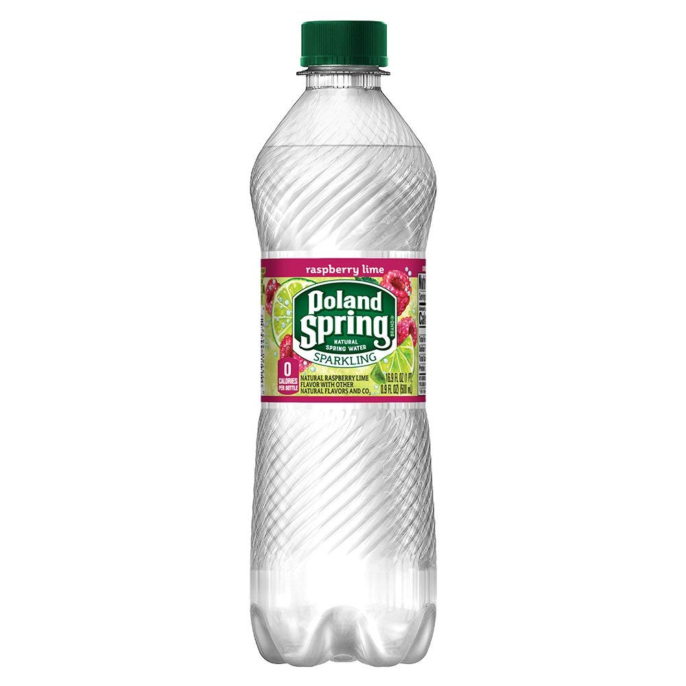 Poland Spring Sparkling Raspberry Lime bubbles close-up highlighting natural flavor and carbonation.