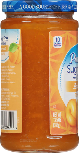 Polaner apricot jam on toast, showcasing spreadable breakfast option.