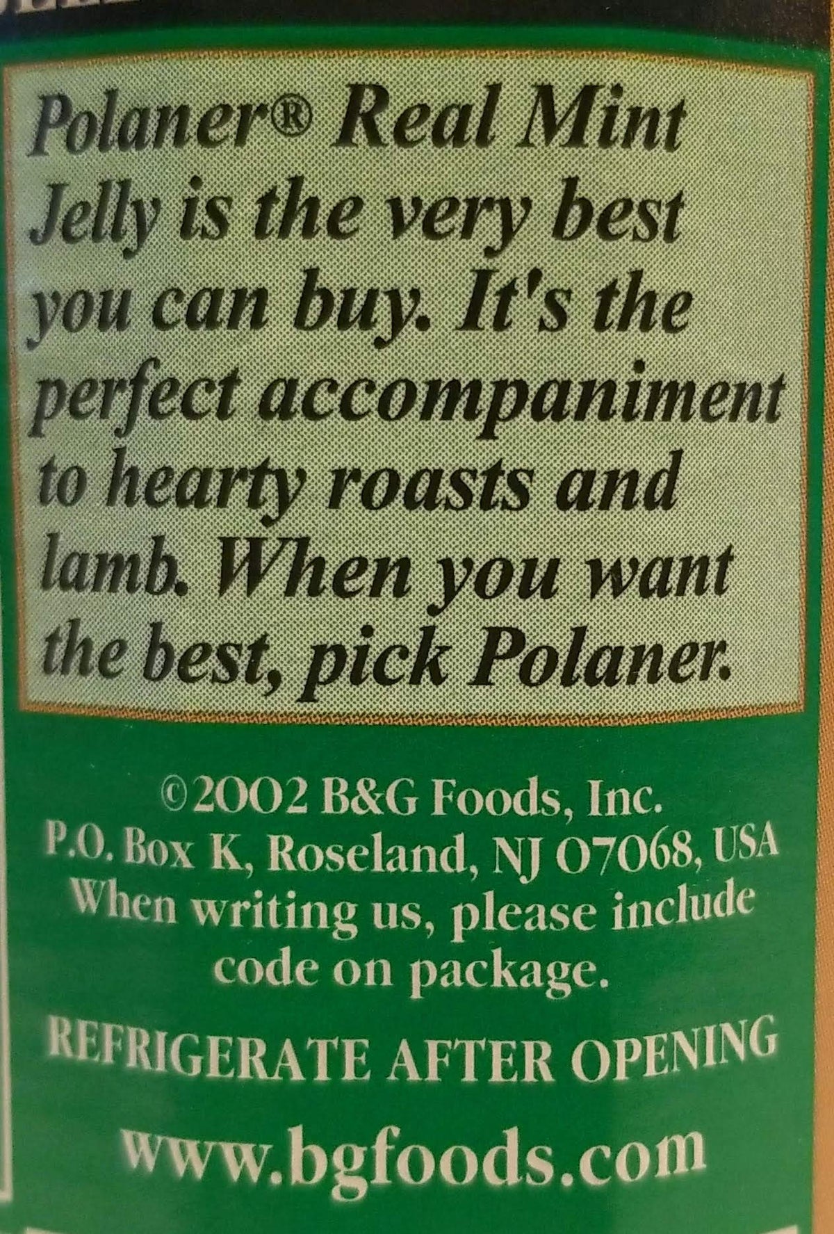 Polaner Real Mint Jelly glaze on lamb evokes savory, aromatic dinners.