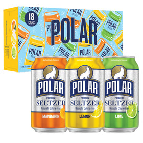 Polar Seltzer Water Citrus Variety Pack front view shows crisp bubbles and natural flavor