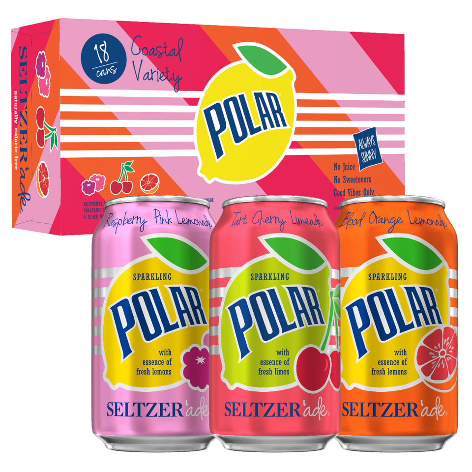 Polar Seltzer'ade Tart Cherry Limeade can for refreshing, calorie-free hydration with bright citrus