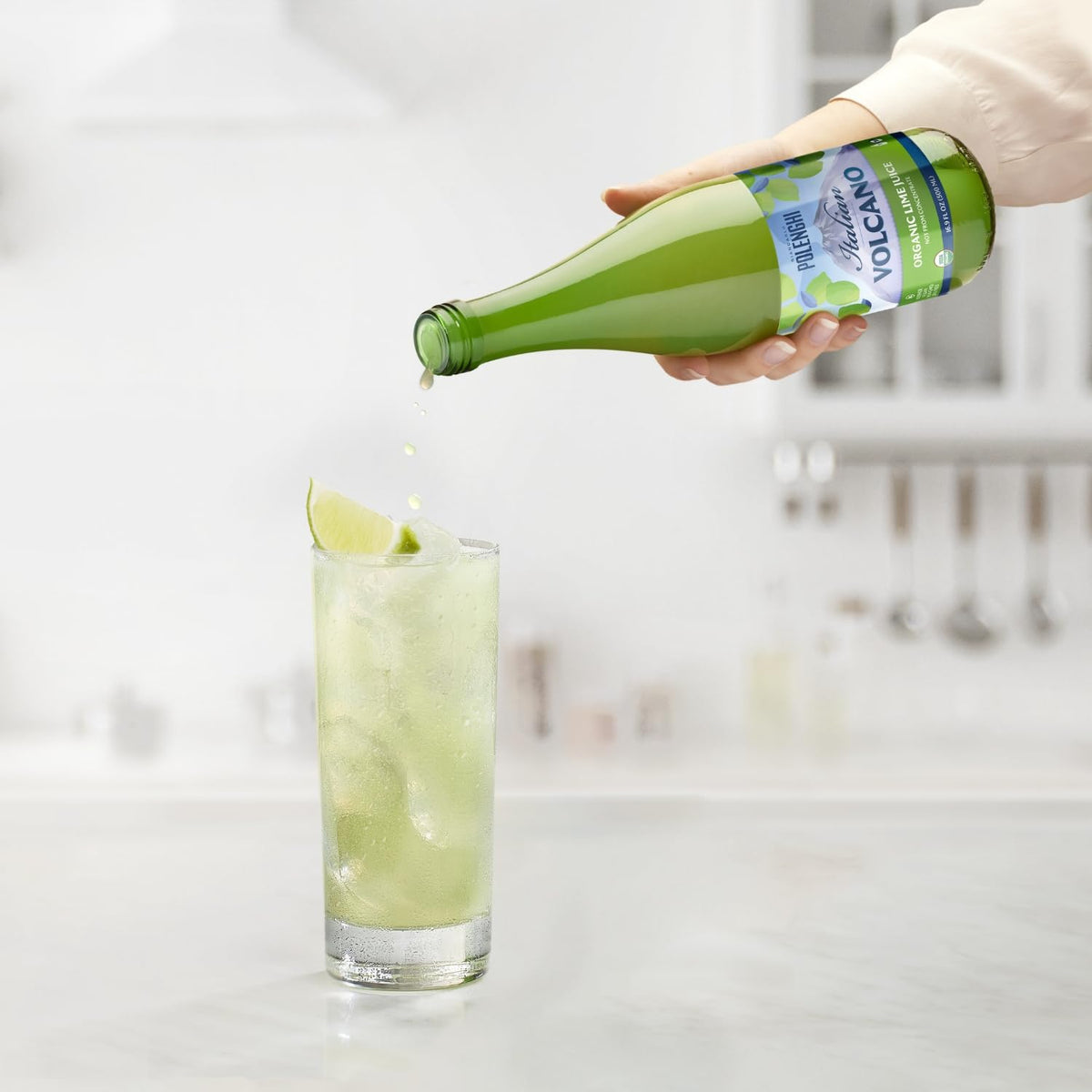 Polengi lime juice in a recipe-ready bottle for cocktails and marinades.
