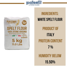 POLSELLI Purograno farro flour texture close-up showcases hearty grain texture.