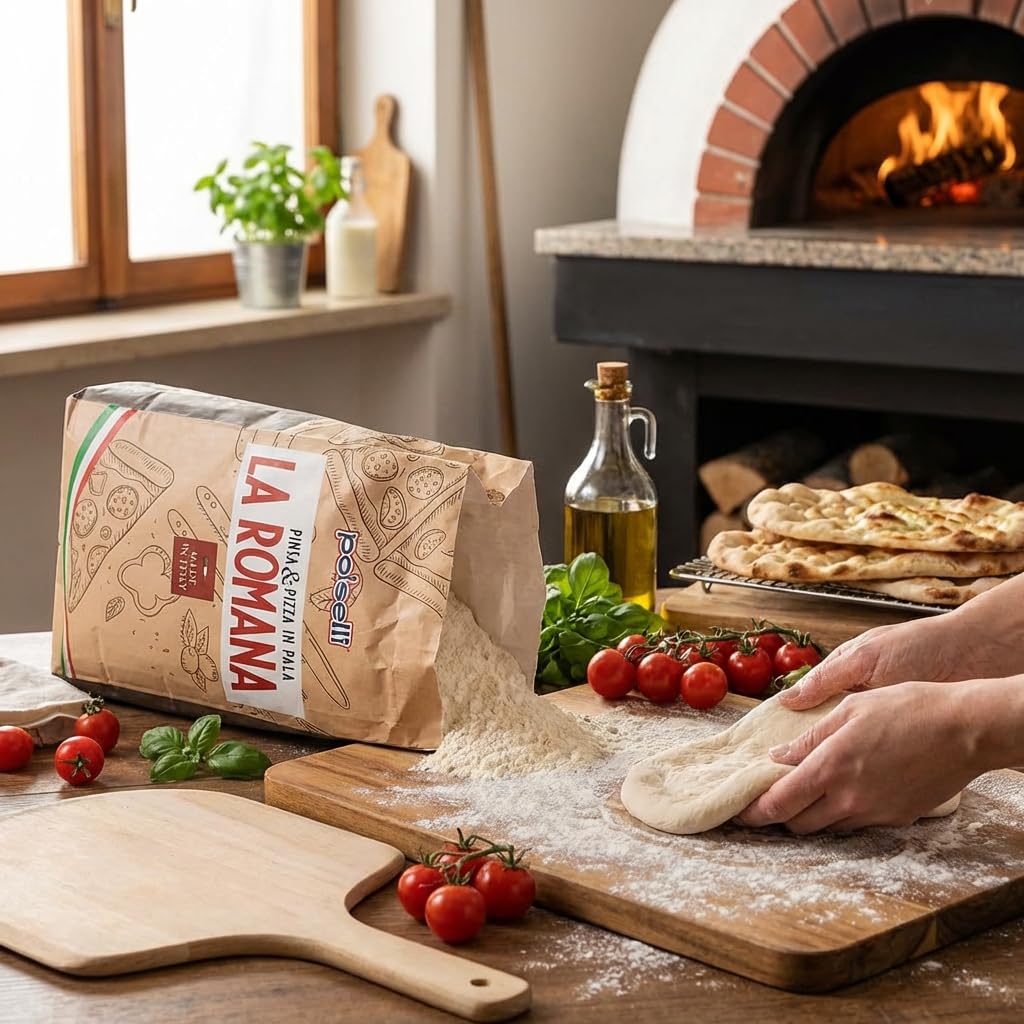 Polselli La Romana ready-to-bake pizza in oven.
