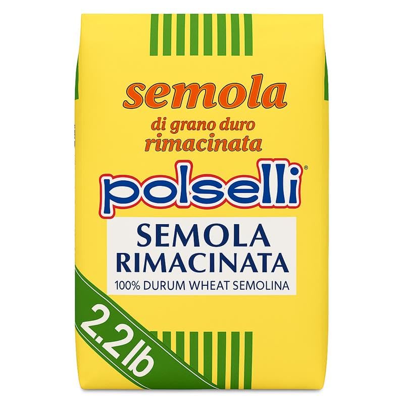 Polselli Semolina Flour pack shot highlighting premium durum wheat for versatile baking.